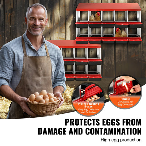 Nestkast - Nestkast voor kippen - Metalen Nestkast - Nestkast Groot - 30-40 inch - Stabiel & Corrosiebestendig - met Schuine Nestkast Bodemgaten - 10 doos