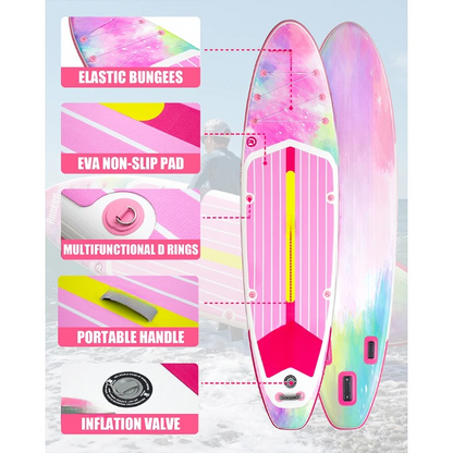 Opblaasbaar Paddleboard – Waterdicht Paddlebord – SUP Board – Inflatable Board – Draagvermogen 158 Kg – Hoogwaardig PVC – Compact En Lichtgewicht - Roze
