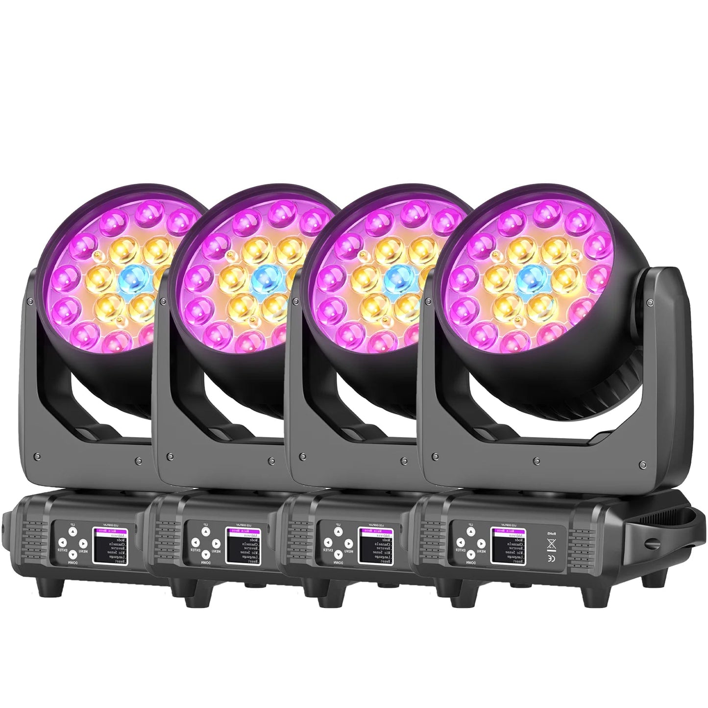 Moving Head Lichtset – DJ Verlichting – Podiumverlichting – RGBW LED Lamps – Zoom Effect – 4 Stuks EU Plug – 200W Vermogen – 7°-60° Zoomfunctie