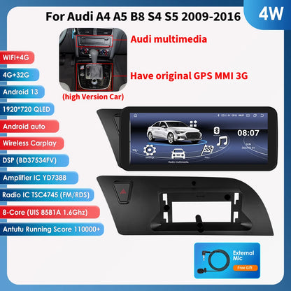 Hizpo AI Voice WIFI 4G-LTE Android 13 Car Radio for Audi A4 A5 B8 S4 S5 2009-2016 Multimedia Video Player GPS 2din BT Autoradio