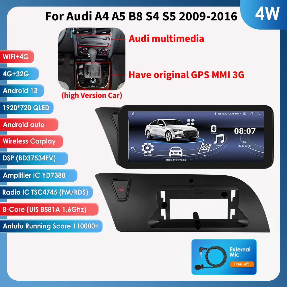 Android 13 Autoradio – Multimedia Speler – GPS Navigatie – Draadloze Connectiviteit – 2DIN Touchscreen – 6GB RAM & 64GB Opslag – 4G-LTE & WiFi – Canbus Integratie
