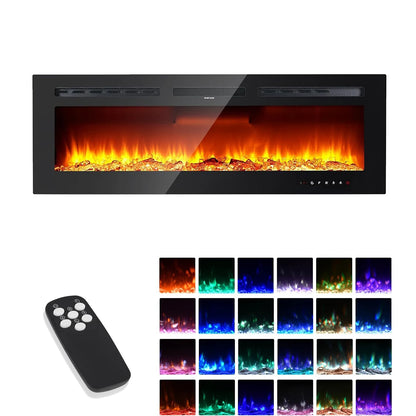 Elektrische Wandhaard – Sfeerhaard – Inbouwhaard – Muurhaard – Gashaard – 50 Inch – 1800W Verwarming – 12 LED Kleurinstellingen - QUORE