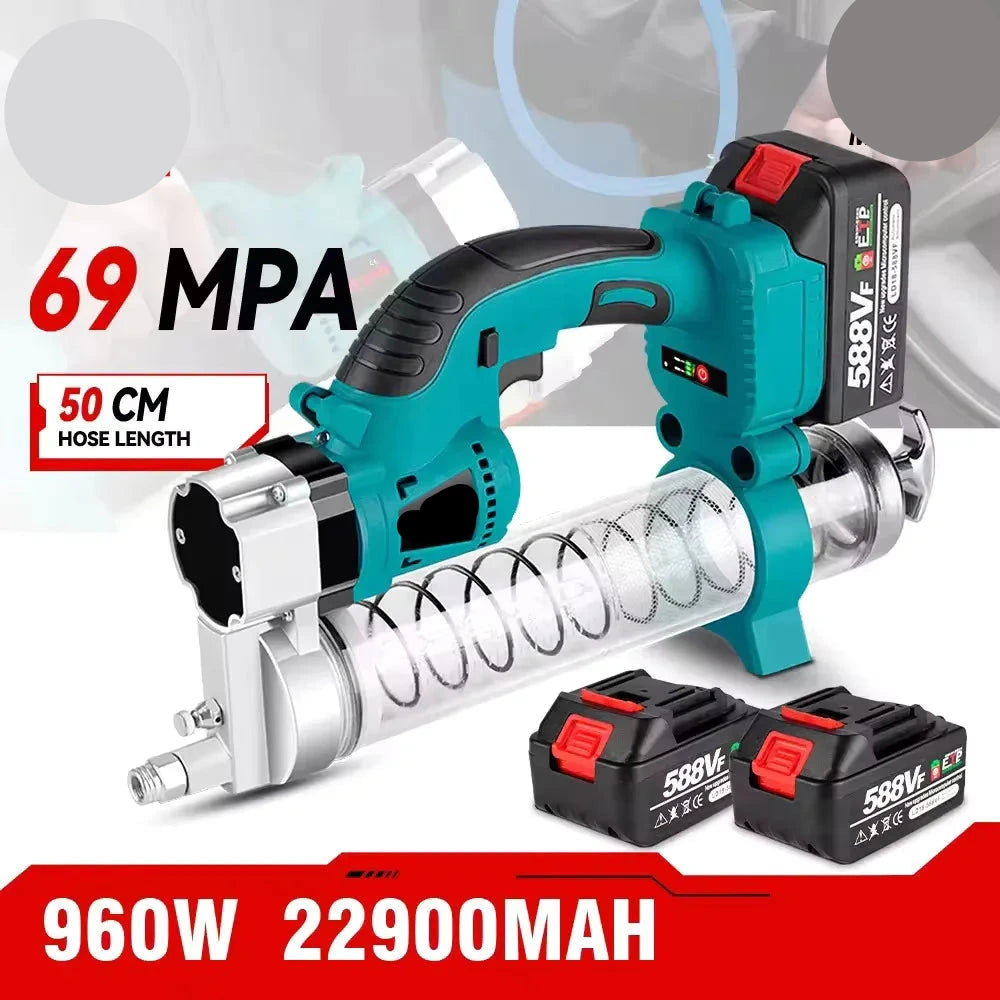 Elektrische Vetspuit - Vetpomp - Vetpistool - Voor Auto Onderhoud & Smering - Draadloos - 10000PSI - Hoge Druk 689 Bar - 2 Accu met Kunststof Doos
