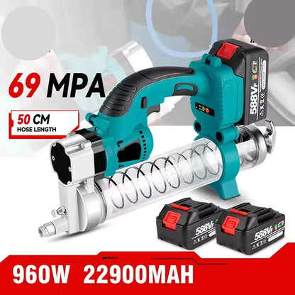 Elektrische Vetspuit - Vetpomp - Vetpistool - Voor Auto Onderhoud & Smering - Draadloos - 10000PSI - Hoge Druk 689 Bar - 2 Accu met Kunststof Doos
