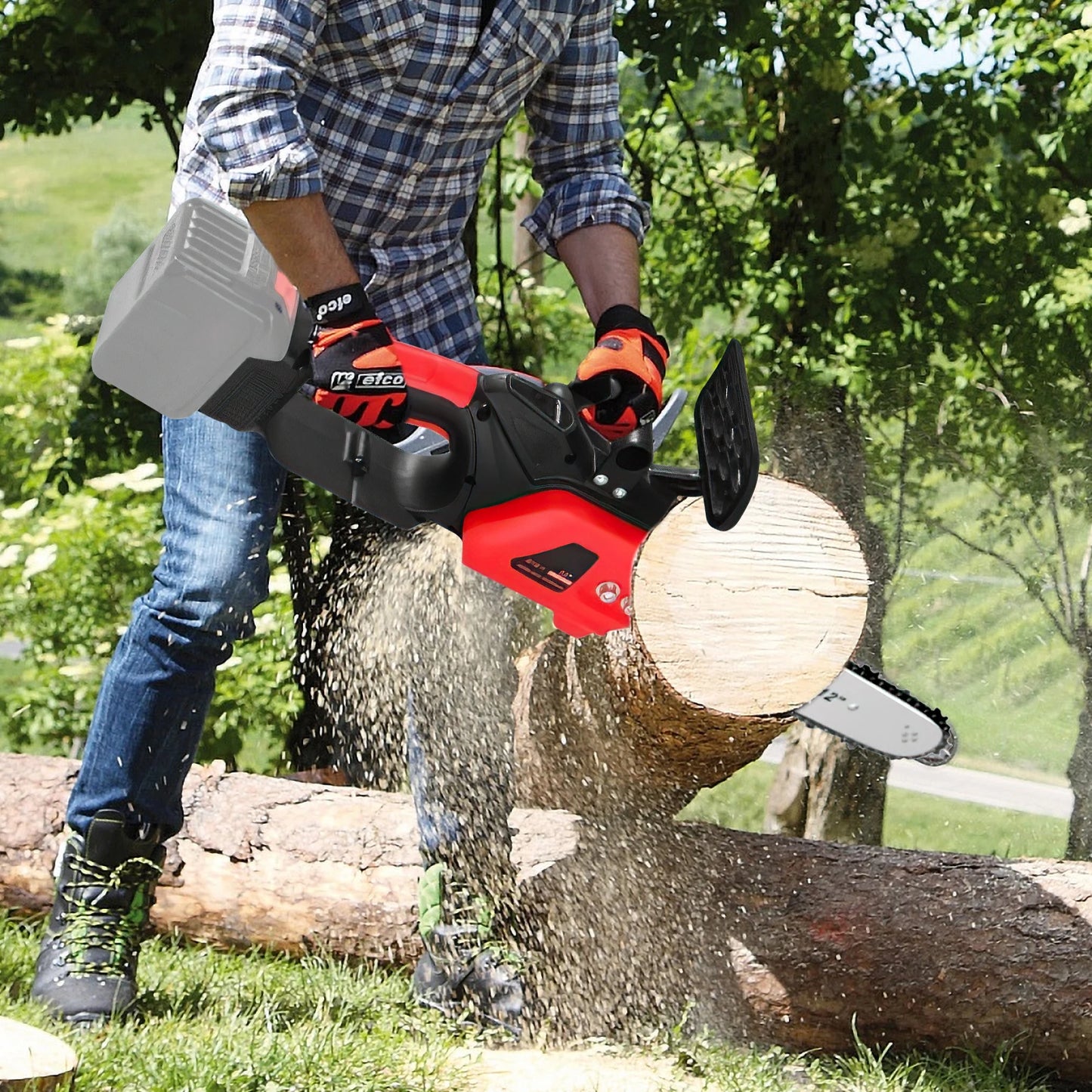 Elektrische Kettingzaag - Snoeizaag - Handzaag - Kettingzaag Accu - 12 Inch - 3500W - Borstelloze - voor Houtzagen - Snoeien - en Tuinonderhoud - 1 Accu