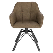Chair - Dining Chair - Swivel Dining Chair - Ergonomic - Dining Chair with Armrests - Comfortable - Upholstered Kitchen Chair - Leather Seat - 360° Rotation - Modern Design - 58.5x54.5x82.5cm - Brown Leather