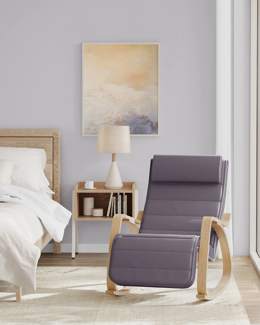 Schommelstoel - Schommelbank -  Relaxstoel - Draaifauteuil - Comfortabele Relaxstoel voor Woonkamer of Slaapkamer - Ivoor - QUORE