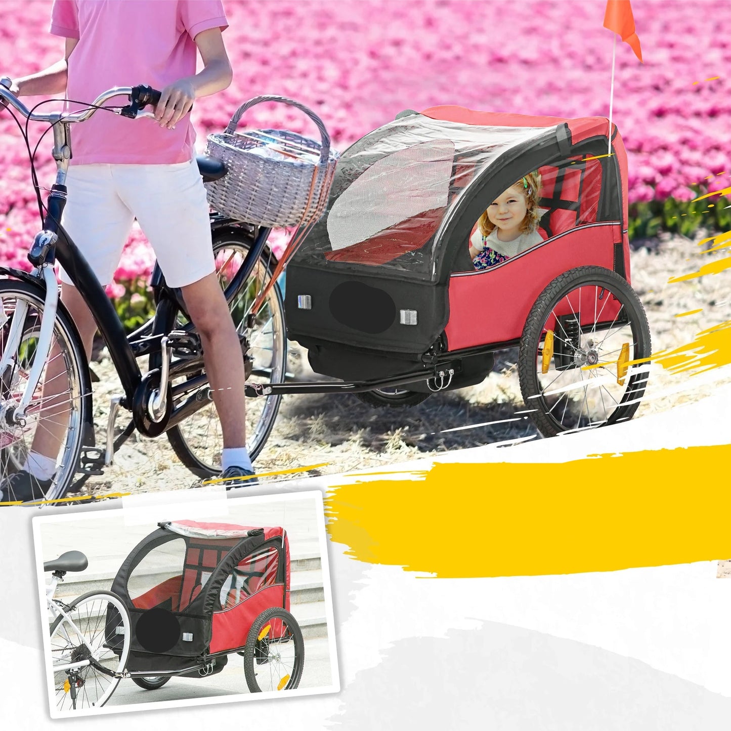 Fietskar voor Kinderen - Fietstrailer - Kinderfietskar - Fietsaanhanger - 2-Zits – 140x88x90 cm – Geschikt voor 18+ Maanden – Veilig & Comfortabel - Kids trailer voor twee personen - Groen - QUORE