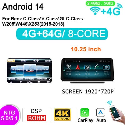Autoradio – Autoplayer – Carplay Radio – Android Auto – Multimedia Systeem – 12,5 Inch Touchscreen – Android 14 Besturingssysteem