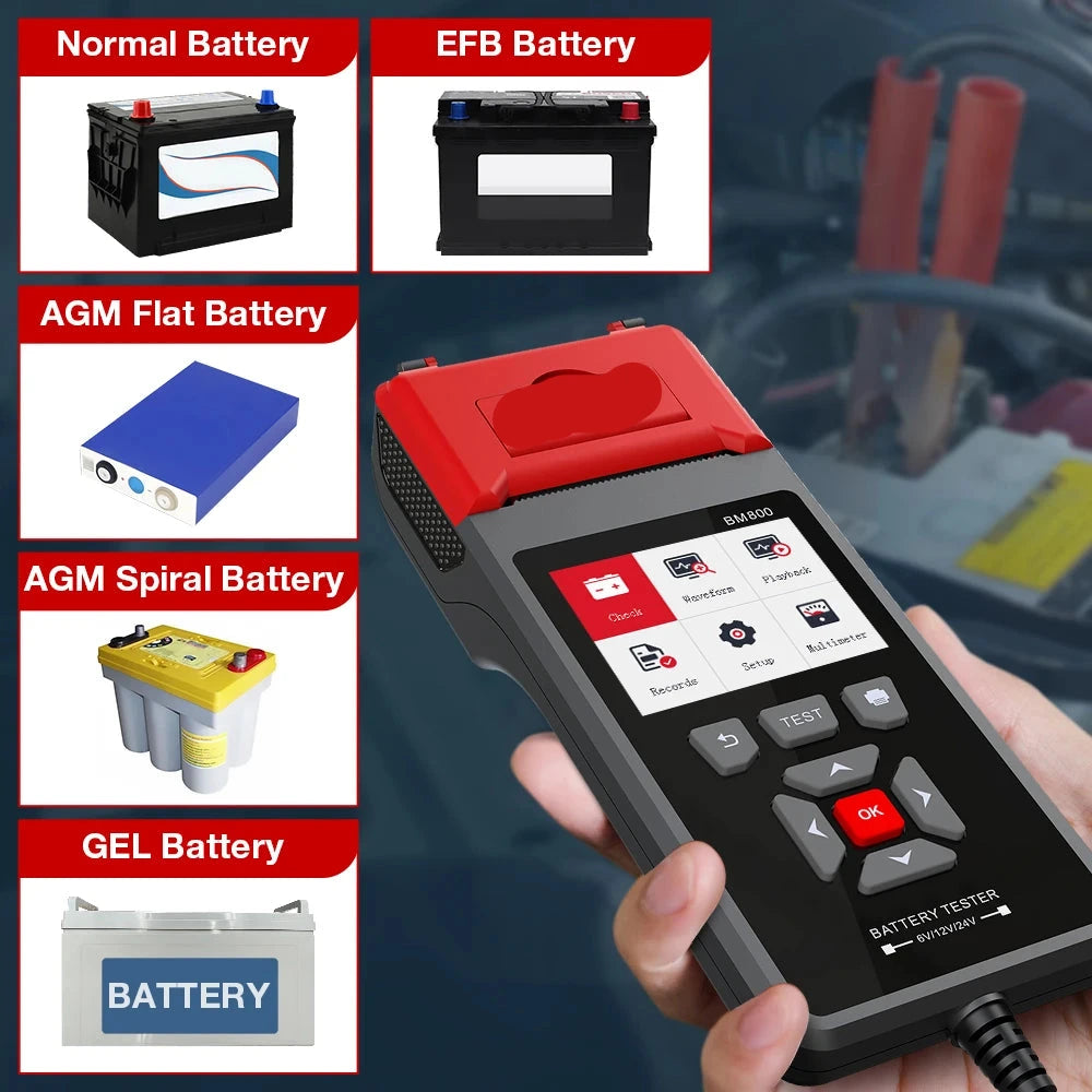 Professionele Auto Accutester – Batterijtester – Accu Analyzer – Laadsysteem Tester – Startvermogen Checker – Direct Printen – Kleurenscherm