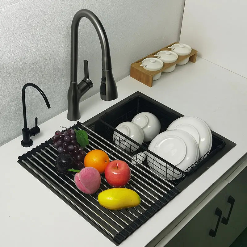 Matte Zwarte Keukenspoelbak – Spoelbak RVS – Enkelvoudige Kom – Onderbouwspoelbak – Aanrechtspoelbak – 45x40 cm – 3,0 mm Dikke Roestvrij Staal Nano Coating