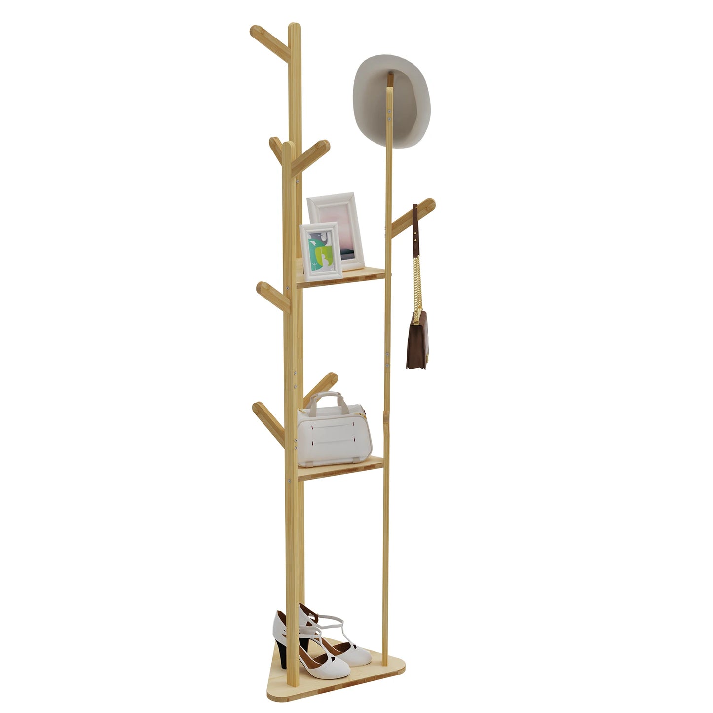 Staande kapstok - Kledingrek - Garderobekast - Garderobekast - Kledingorganizer - 163 cm x 35 cm x 35 cm - Bamboe