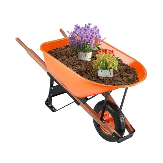 Wheelbarrow - Wheelbarrow Wheel - Dump Cart Wheelbarrow - with handle &amp; 16” wide track wheels - for farm - 2 wheels 5