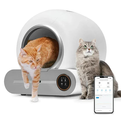 Kattenbak – Automatische Kattenbak – Zelfreinigende Kattenbak – Elektrische Kattenbak – Volledig Gesloten Kattenbak – 65L XXL Inhoud – App Bediening