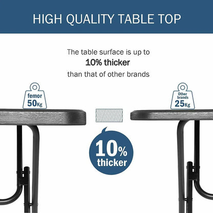 Tuintafel - Tafel - Balkontafel - Picknicktafel - 80×80×74 cm - Waterdichte - Opvouwbare -  Stalen Frame en Verstevigd HDPE Blad - QUORE