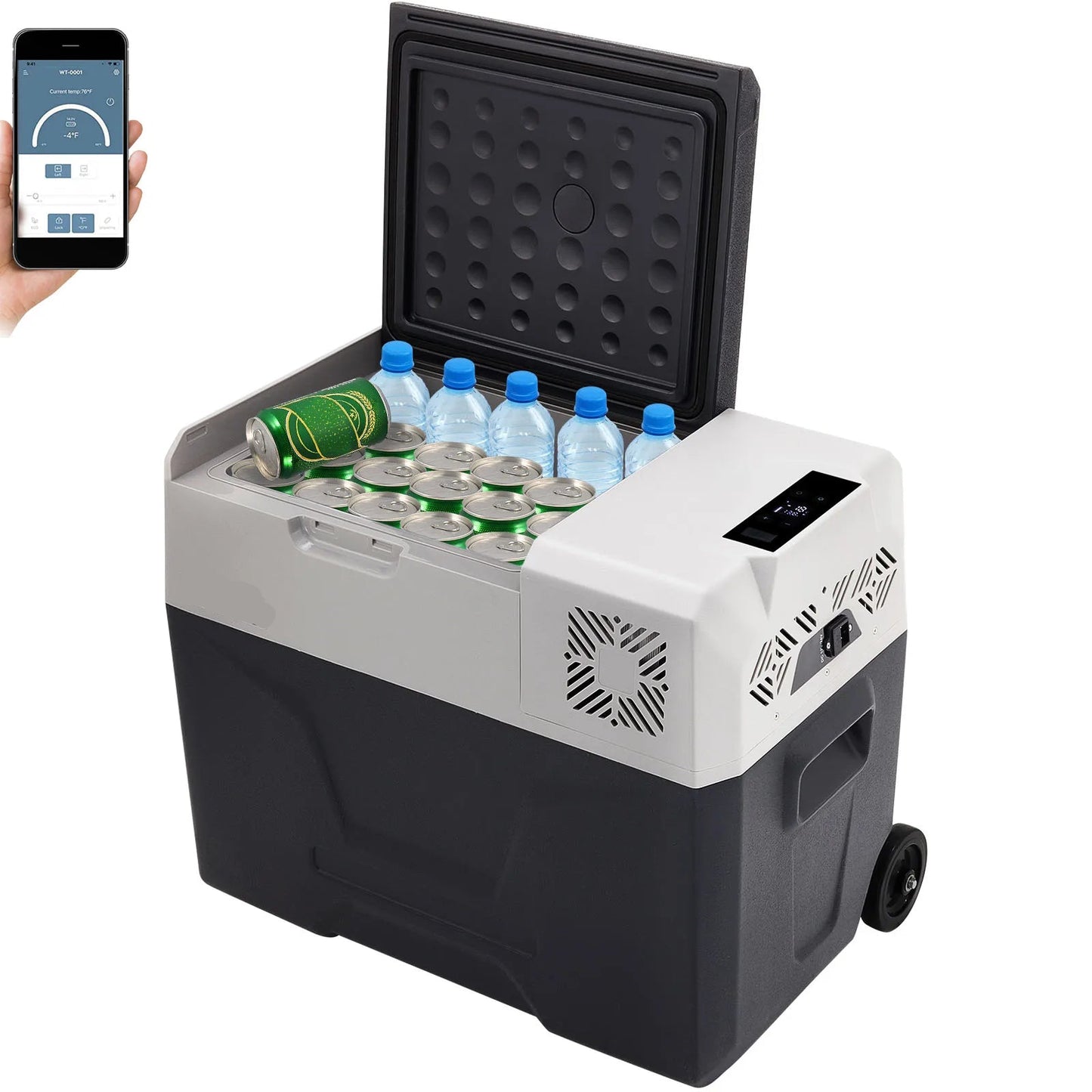 Mini koelkast - Auto Koelkast - Mini Fridge - Frigo - Draagbare Compressor Koelbox - Elektrische Vriesbox - 12/24V DC - 220V AC - 45W - 30L - 63.1 x 37.8 x 37.5 cm - Donkergrijs