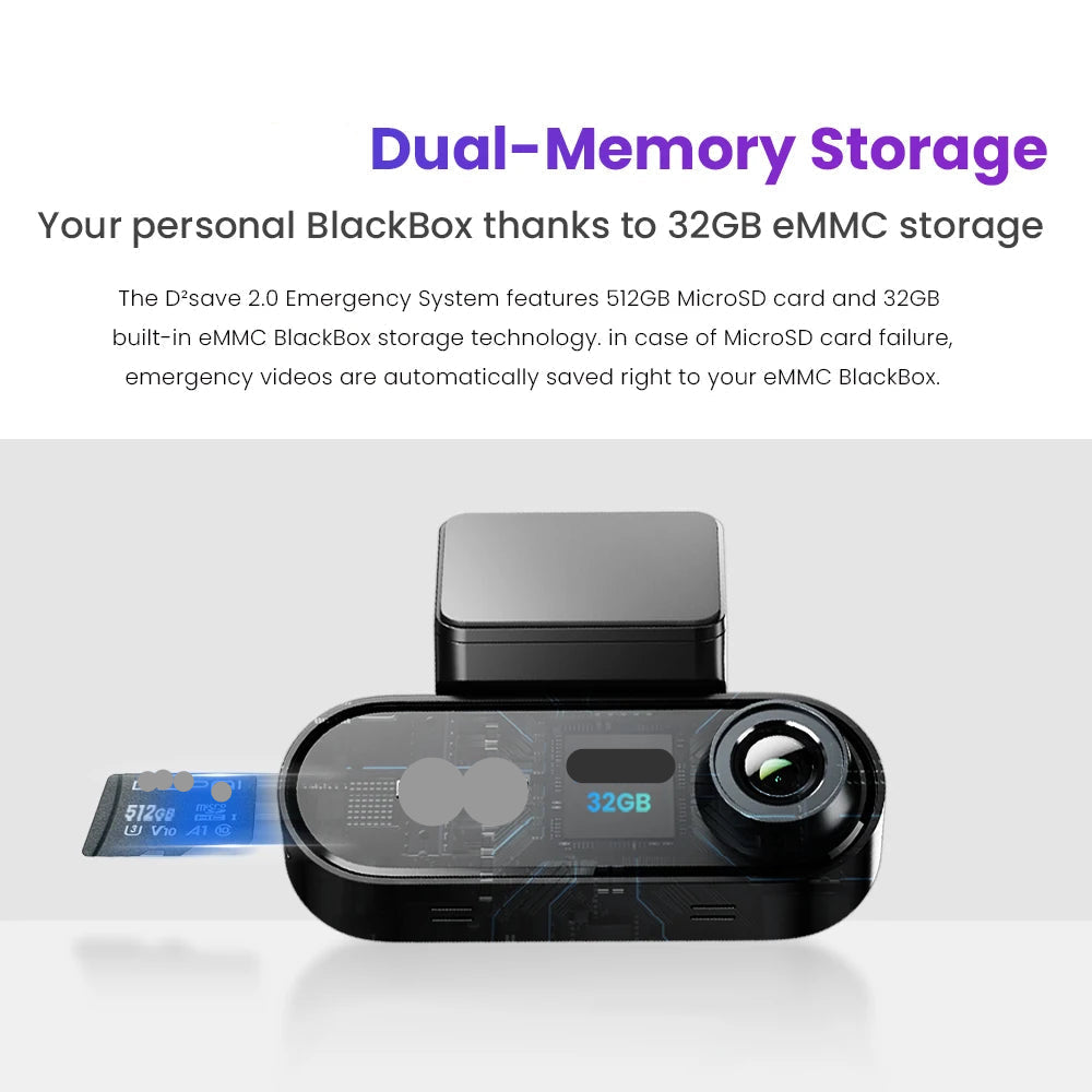 Dashcam voor Auto – Navigatiesysteem – 4K Dual Voor- en Achtercamera – GPS Navigatie – ADAS-ondersteuning – Nachtzicht – Spraakbesturing – Ultra HD Autocamera - QUORE