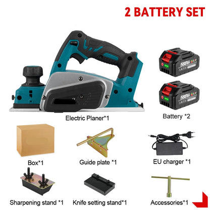 Schaafmachine - Elektrische Schaaf - Parallelgeleider - Opvangzak - Draadloze Elektrische Houtfrees - 30000RPM –  Brushless Trimmer & Schaafmachine met 2 Accu’s + EU Stekker – Houtbewerkingsgereedschap