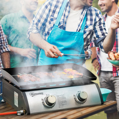 Gasplaat – Gasbarbecue – Kookplaat – Buitenkoken – Draagbaar – Antiaanbaklaag – 2 x 3 kW Branders