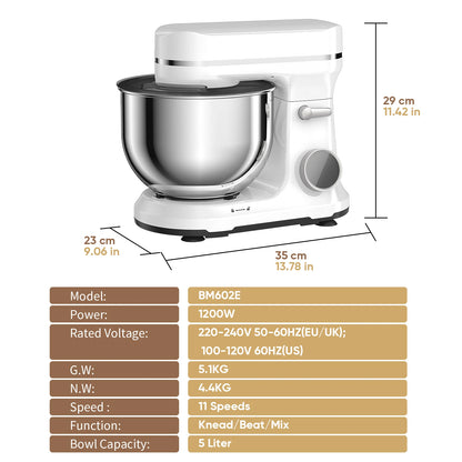 Keukenmixer - Keukenmachine - Foodprocessor - Keukenrobot -  1200W - OLED Touchscreen – 11 Snelheden – 5L RVS Mengkom – Elektrische Foodmixer - Rood