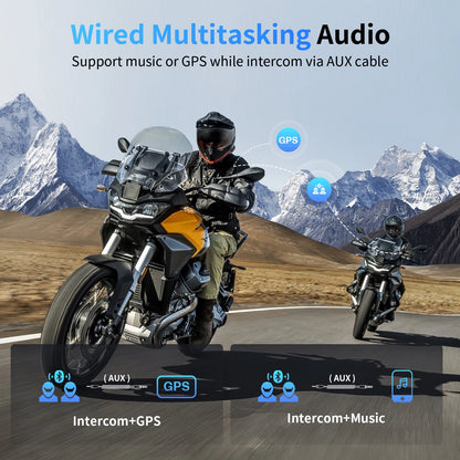 Motorfietsintercom - Motorfietshelm - Bluetooth - Headsets - Handsfree - Communicator - Intercom - 2000M Koppelbaar tot 6 Bestuurders - Bluetooth Helm Headset - Communicator BT Interphone - QUORE