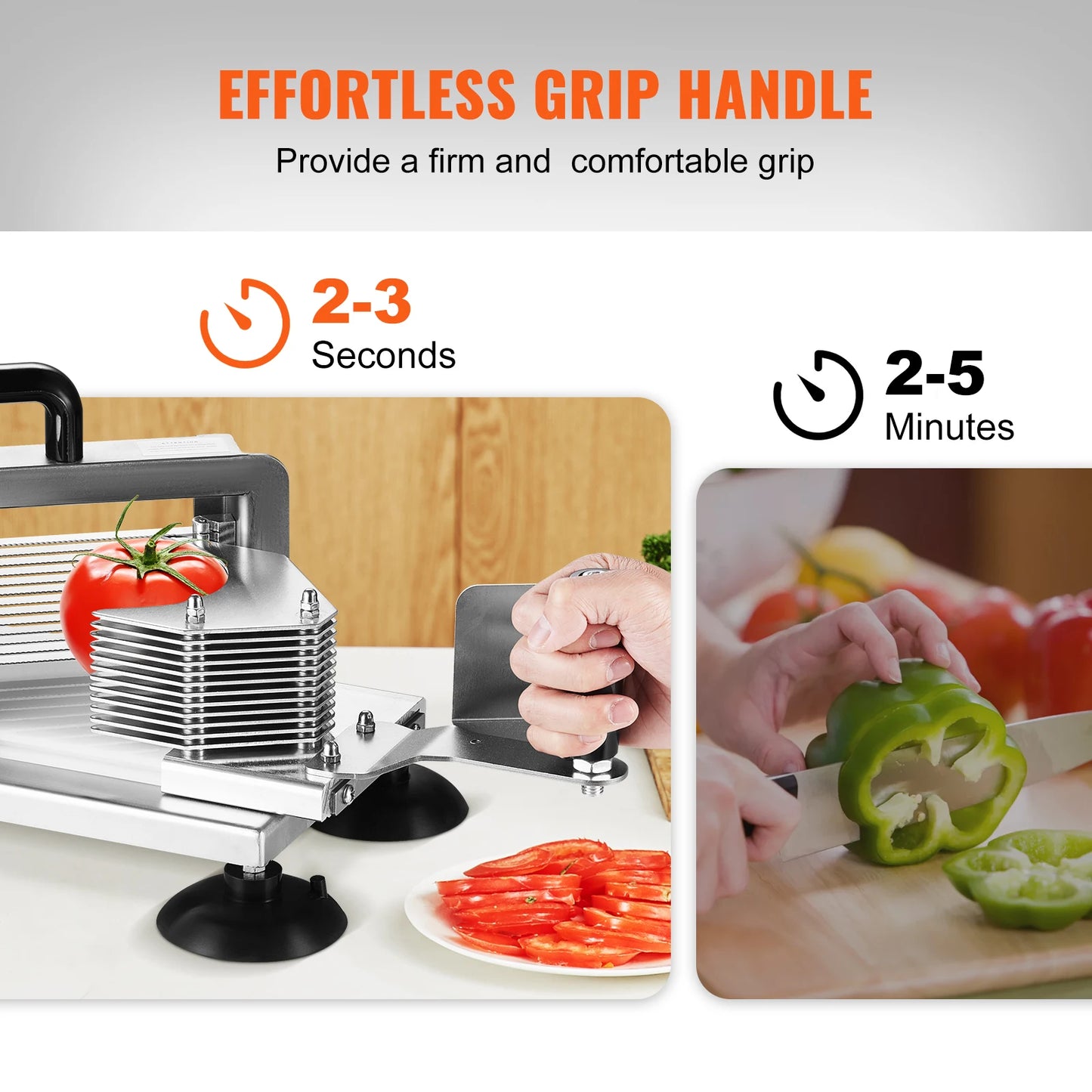 Tomatensnijder - Snijmachine - Handmatige Tomatensnijder - Groentesnijder  - Mandoline - frietsnijder - 0.25 inch - Heavy-Duty RVS Snijmachine - Roestvrijstalen Voedselsnijmachine met Antislip Voeten