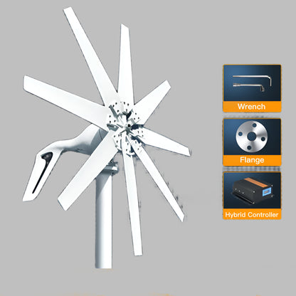 Windturbine – Horizontale Windmolen – Kleine Windgenerator – Duurzame Energie – 1000W Vermogen – Stil En Robuust - 24V - Met MPPT Hybride Regeling