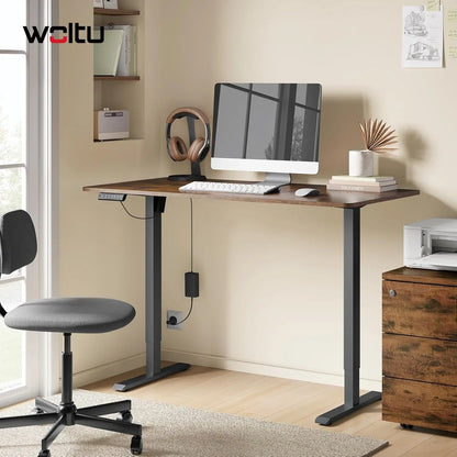 Elektrisch Verstelbaar Bureauframe – Zit-Sta Bureau – Verstelbare Bureaupoten – Elektrisch Bureau Onderstel – Bureauframe Met USB-poort – Hoogte 72-120 cm – Geheugenfunctie 4 Standen – Wit