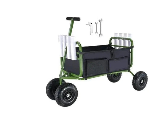 Opvouwbare Strandviskar - Strandwagen - Bolderkar - Camping Trolley - Outdoor Aanhangwagen - 300lbs - Viskar - met 8 Hengelhouders - 11" Wielen - Vistent - voor Strand - Steiger & Camping