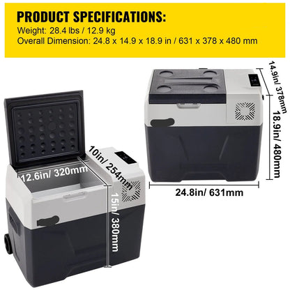 Elektrische Koelbox - Frigobox - Refrigerator - Car Fridge - Vriezer - Draagbaar - 40L - Dual Zone Compressor Koelbox - voor Auto, Camper, Boot & Thuisgebruik - Coolbox - Besturing via Bluetooth-app op smartphone
