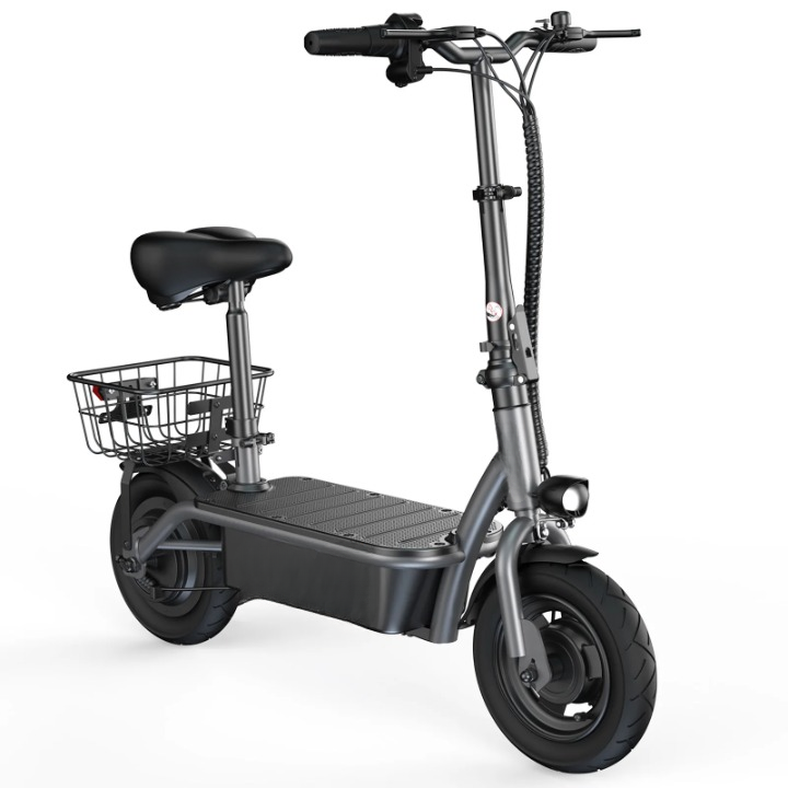 Scooter - Elektrische Step - E-Scooter - Opvouwbare - met Koplampen - Achterlichten - Mand - Verstelbare Stoel - 7.8Ah - 500W - 36V - 30km/h - 110 x 95 cm - Zwart