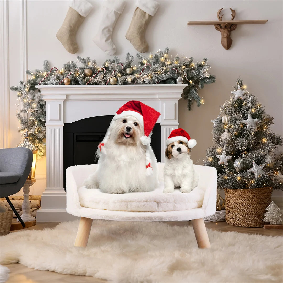 Kattenbed - Kattensofa - Zacht Warm - Pluche Fabric Pet - Nest Stoel Bed -  Houten Poten - met Kussen Pad Wasbaar - en Waterdicht - voor Kleine Huisdieren - Duurzame Structuur
