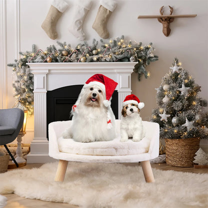 Kattenbed - Kattensofa - Zacht Warm - Pluche Fabric Pet - Nest Stoel Bed -  Houten Poten - met Kussen Pad Wasbaar - en Waterdicht - voor Kleine Huisdieren - Duurzame Structuur