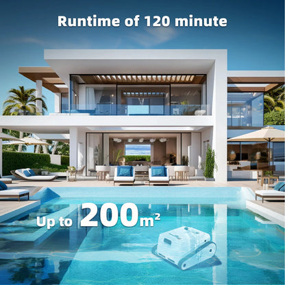 Zwembadrobot – Zwembadreinigingsrobot – Automatische Zwembadreiniger – Pool Cleaner – Wit – Viermotoren Systeem – 120 Min Batterijduur - QUORE