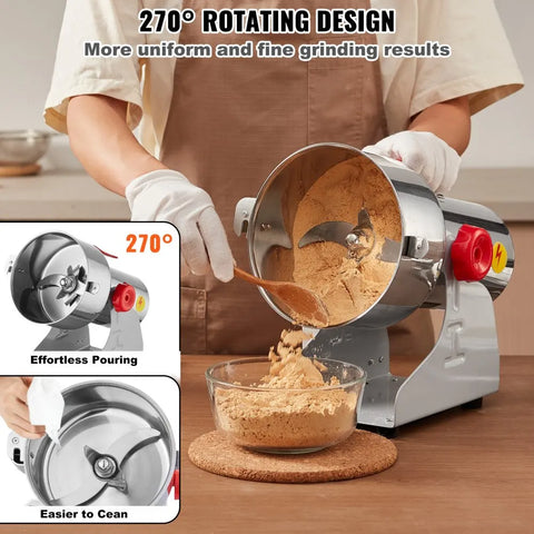 Electric Spice Grinder - Spice Grinder - Grain Grinder - Herb Grinder - Electric Coffee Grinder - High Speed ​​Commercial Grinder - 1000G - 3000W - 28000RPM - Silver