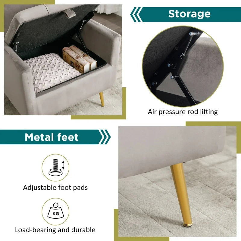 Velvet Fauteuil – Lounge Stoel – Relaxstoel – Leesstoel – Zitstoel – Met Opbergruimte – Stevig Houten Frame