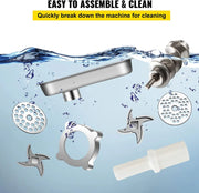 Elektrische Gehaktmolen - Voor alle soorten Vlees - Roestvrij staal - Vleesmolen - worstenmaker - 1100W - 550Lbs/Hour - 1.5HP - 93 r/min - Zilver
