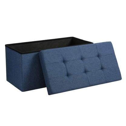 Slaapkamerbank - Slaapkamerkruk - Opbergdoos - Kussenbox - Bank - 76 cm x 38 cm x 38 cm - Blauw