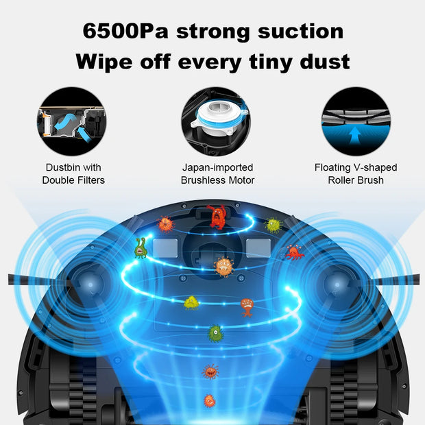 Liectroux - XR500 - Robot Stofzuiger - Met Dweilfunctie - Geschikt voor huisdieren - Robotstofzuiger met Dweilfunctie - Dubbele zijborstels - Roborock - Vacuummachines - Zwart