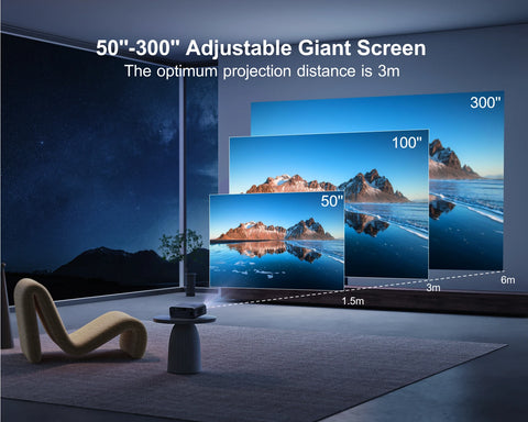 Mini Beamer - Projector - Digital Projector - Portable - 1080P Projector - WiFi 6 and Bluetooth 5.2 - Built-in Speaker - 600 ANSI - EU Plug Type - Compatible with HDMI - Power Supply - USB - 110W - Black