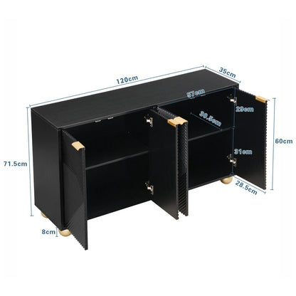 Dressoir – Kast – Opbergmeubel – Sideboard – Ladekast – Zwart MDF – Verstelbare Legplanken – Metalen Handgrepen