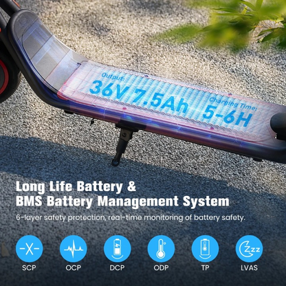 Scooter - Elektrische Step - E-Scooter - Opvouwbare - met Koplampen - Achterlichten - 36V - Oplader - EU-stekker - 8.5 Inch Honingraatband - 7.5Ah - 500W - 30km/h - IP54 -112 x 48 cm - Zwart