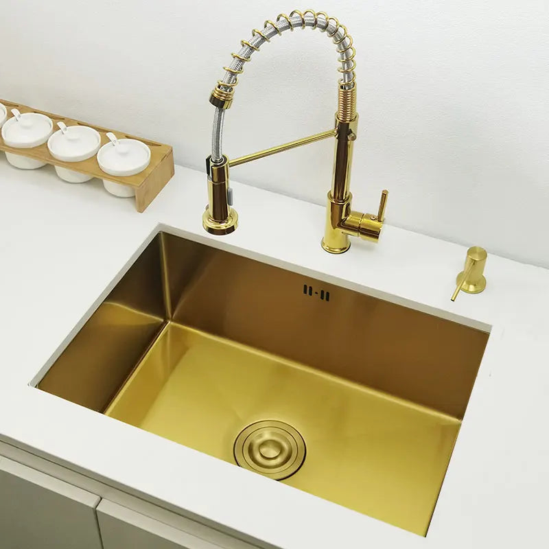 Goudkleurige Waskom – Wastafel – Wastafelbak – Sanitair – Badkamermeubel – 60x40 CM – RVS 304 – Opbouw- En Onderbouwmontage