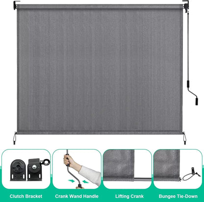 Rolgordijnen - Rolgordijn Verduisterend - Outdoor - 240x240 cm - Zonnescherm Zonder Koord - Windscherm - HDPE Privacy Scherm voor Balkon, Terras of Tuin - Koffie