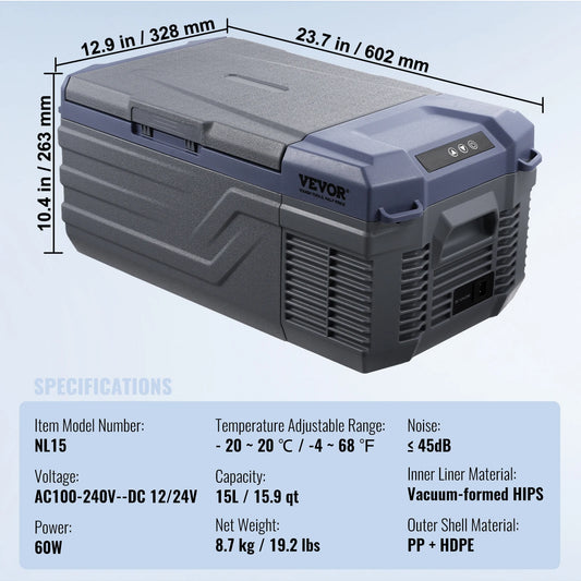 SucceBuy Car Refrigerator  12 Volt Car Refrigerator Fridge  37 L -4℉-68℉ 12/24V DC and 100-240V AC for Outdoor Camping and RV