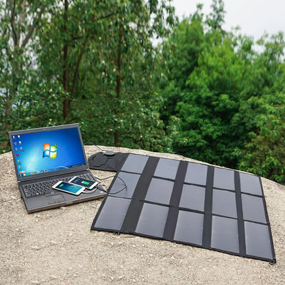 ALLPOWERS 100W Foldable Solar Panel, Portable Solar Charger (Dual 5v USB with HighTechnology+18v DC Output) for Outdoor, Camping - QUORE