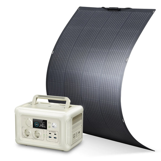 Powerstation - Generator - Aggregaat - Powerbank - Draagbare - 600W - met Zonnepaneelset 200W Monokristallijn - Krachtige Oplader voor Buitengebruik