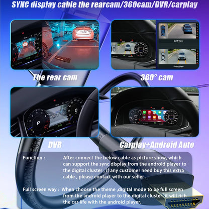 Digitaal Dashboard – Virtuele Cockpit – LCD Instrumentenpaneel – Snelheidsmeter – Cluster Display – Plug & Play Installatie – 12,3 Inch HD Scherm
