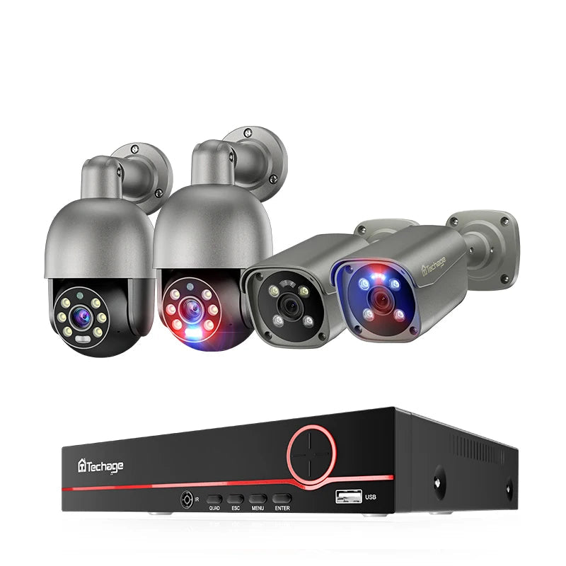 Beveiligingssysteem – CCTV Camera Set – Beveiligingscamera – Toezichtcamera – 8-kanaals Recorder – 4 x 8MP Camera’s – AI Detectie – Full Color Nachtzicht