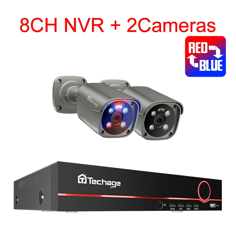 4K Beveiligingssysteem – CCTV Camera – IP Camera – Veiligheidssysteem – Camera Set 2 Camera's – 1TB HDD – Tweeweg Audio & Kleurennachtzicht